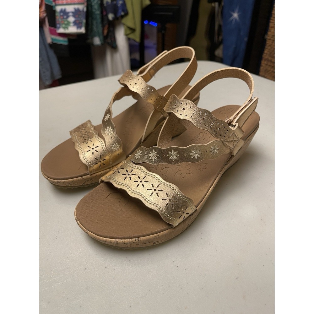 Skechers Cali Beverlee Cherished Aura Rose Gold Cork Wedge Sandals Size 8.5